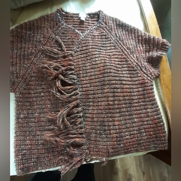 Chico's Chain Inlaid Fringe Cardigan Size 12 - Picture 2 of 15